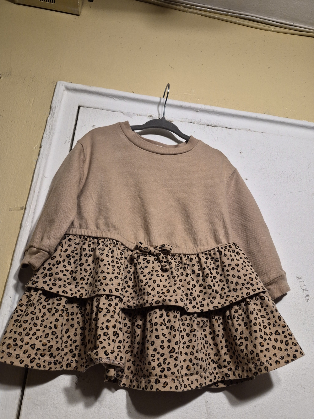 Carter's Toddler Leopard Print Tiered Matching Cotton Dress Set in Tan Size 18M